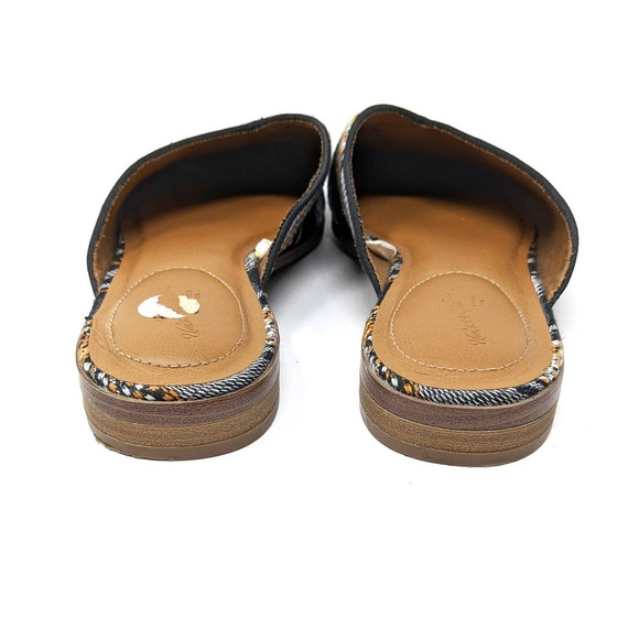 Universal Thread Womens 9.5 Lana Mules Tribal Black Gold White Stripe Shoes - Picture 4 of 7